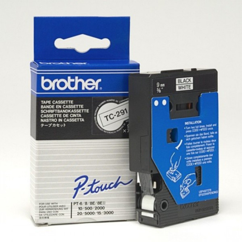 Brother TC-291 fehér alapon fekete eredeti feliratozó szalag