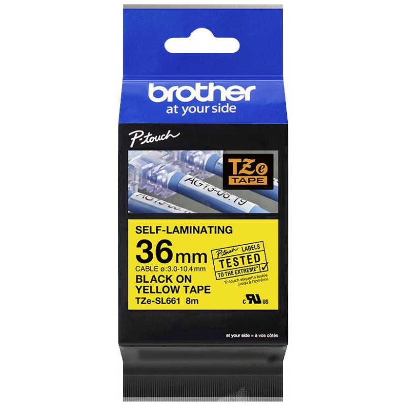 Brother TZE-SL661 sárga alaon fekete eredeti feliratozó szalag (36mm x 8m)