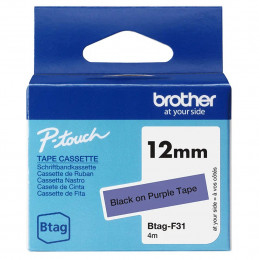 Brother BTAG-F31 lila alapon fekete eredeti feliratozó szalag