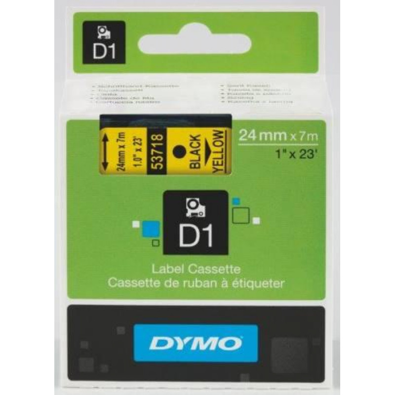Dymo 53718 sárga alapon fekete eredeti feliratozó szalag (S0720980)