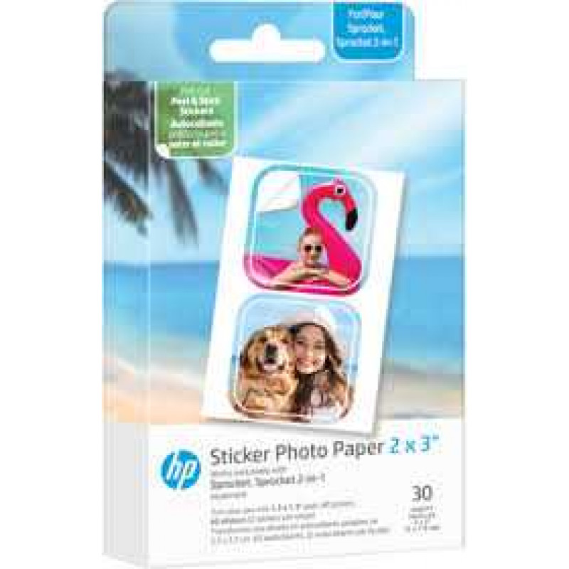 HP Sprocket Zink eredeti előre kivágott öntapadós matrica fotópapír (2x3&quot, 30 lap, HPIZ2X330C)
