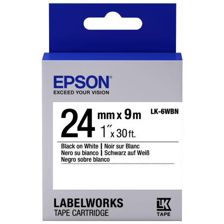 Epson LK-6WBN fehér alapon fekete eredeti hőálló címkeszalag