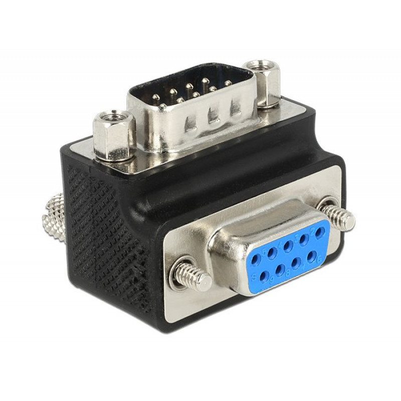 DeLock D-Sub 9 pin male  female 90° angled Nut and Screw changeable Adapter
