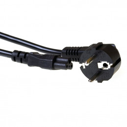 ACT Powercord mains connector Schuko CEE 7/7 male (angled) - C5 IEC 60320 1m Black