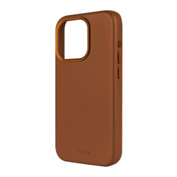 FIXED MagLeather valódi bőrtok, MagSafe támogatással iPhone 15 Plus-hoz, barna