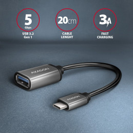 AXAGON RUCM-AFAC USB-C  USB-A Adapter Silver