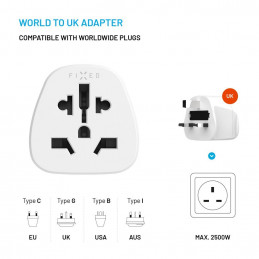 FIXED UK adapter, fehér
