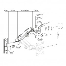 ACT AC8310 Monitor wall mount with gas spring 1 screen Black