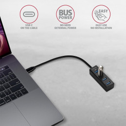 AXAGON HUE-M1C USB3.2 Type-C Hub 4-port metal black