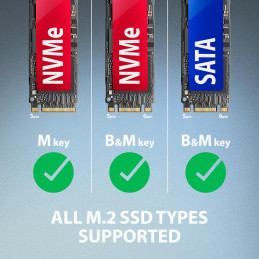 AXAGON ADM2-AM USB-A 10Gbps M.2 NVMe & SATA SSD Adapter