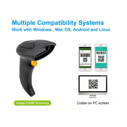 EQuip Wireless 2D Barcode Scanner with Stand Vonalkódolvasó Black