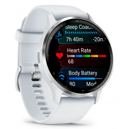 Garmin Venu 3 Silver Stainless Steel Bezel with Whitestone Case and Silicone Band
