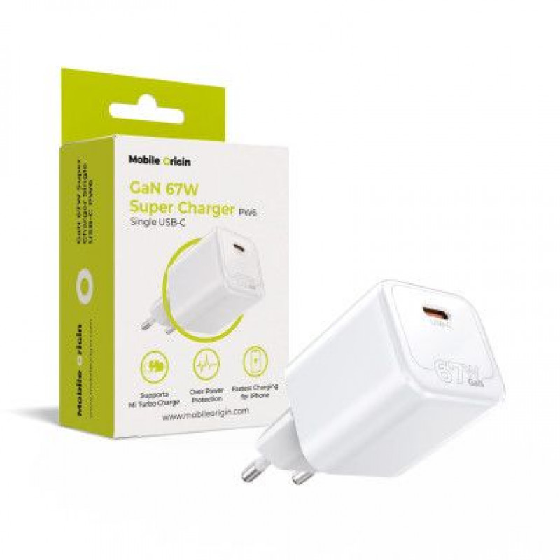 Mobile Origin GaN 67W Super Charger Single USB-C White