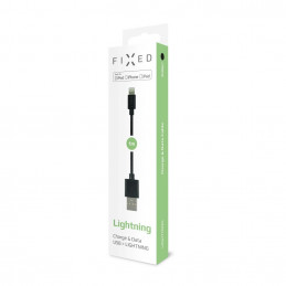 FIXED adat és töltőkábel USB/Lightning csatlakozóval, 1 méter, MFI certified, 20W, Fekete