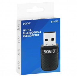 Savio BT-070 Wi-Fi 6 & Bluetooth adapter Black