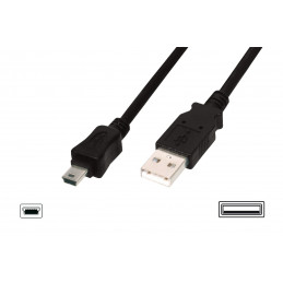 Assmann USB 2.0 connection cable, type  A - mini B (5pin) 1m Black