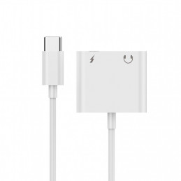 Gembird A-CM-3.5FP-01  USB type-C plug to stereo 3.5 mm audio adapter cable with extra power socket white