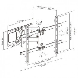 Gembird Full-motion TV wall mount 37" - 80'''' Black