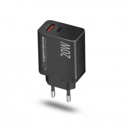 Esperanza Quich Power Charger 20W USB-C PD 20W / USB-A QC 3.0 18W Black