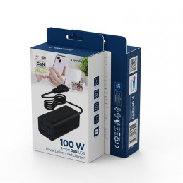 Gembird 4-port 100W GaN USB PowerDelivery fast charger Black