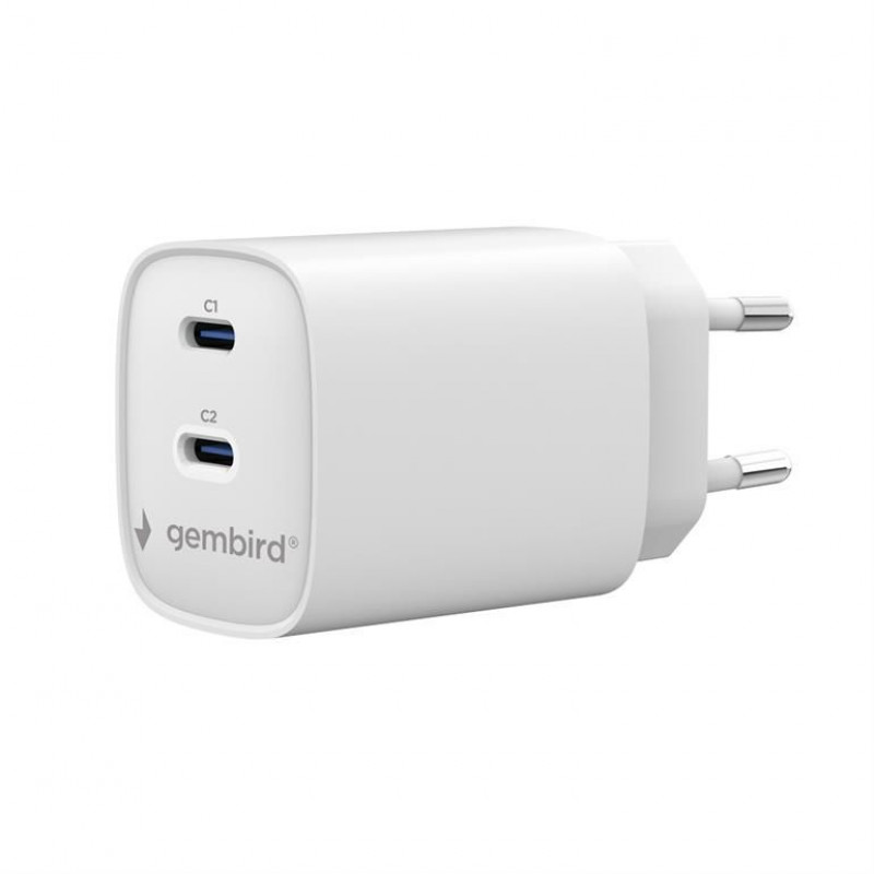 Gembird 2-port 45W USB fast charger White