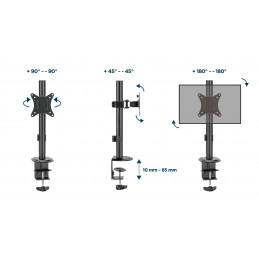 Gembird MA-D1-02 Desk mounted single monitor arm 17”-32” Black