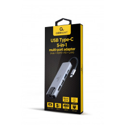 Gembird A-CM-COMBO5-04 USB Type-C 5-in-1 Multi-Port Adapter Space Grey
