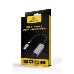 Gembird A-USB3AC-LAN-01 USB 3.1 + type-C Gigabit network adapter Space Grey