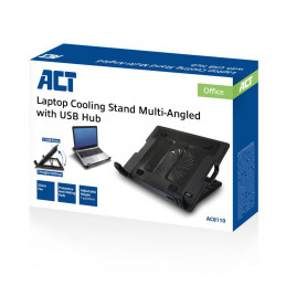 ACT AC8110 Laptop hűtőállvány 17"-ig állítható magasság (5 pozícióban) 2 portos hub