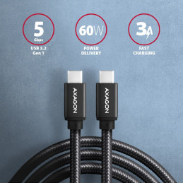 AXAGON BUCM3-CM30AB Speed USB-C <> USB-C 3.2 Gen 1 Cable 3m Black