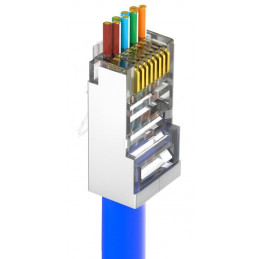 Nestron Árnyékolt RJ45 csatlakozó; Cat6; átfűzhető; fali és patch kábelekhez; 10 db/csomag