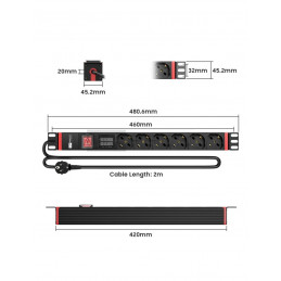 WP WPN-PDU-G03-06 19" PDU/elosztósor 6x Schuko aljzat