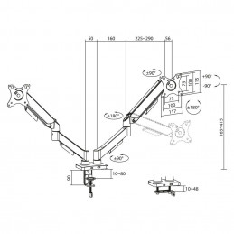 ACT AC8314 Gas Spring Dual Monitor Arm 17"-35" Black