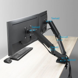 ACT AC8314 Gas Spring Dual Monitor Arm 17"-35" Black