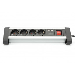 Digitus Hálózati Elosztó Kapcsolóval 4DIN 1,5m Silver/Black