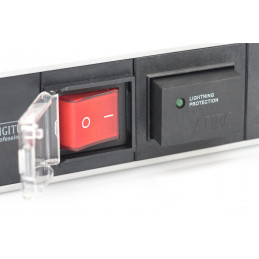 Digitus Aluminum outlet strip with switch 7 safety outlets 2m supply with surge protection
