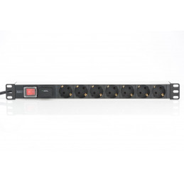 Digitus Aluminum outlet strip with switch 7 safety outlets 2m supply with surge protection