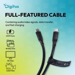 Digitus USB Silicone connection USB-C - USB-C cable 0,5m Black
