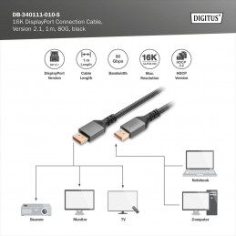 Digitus DIGITUS DisplayPort Anschlusskabel 2m 16K schwarz
