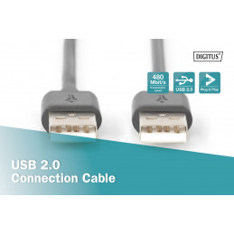 Assmann USB 2.0 connection cable, type A 1m Black
