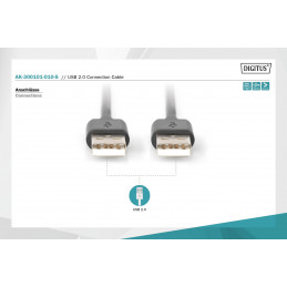 Assmann USB 2.0 connection cable, type A 1m Black