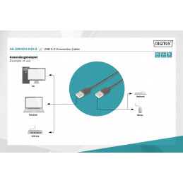 Assmann USB 2.0 connection cable, type A 1m Black