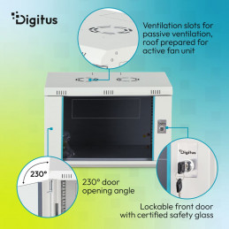 Digitus Dynamic DN-37100 19" 7U Falra szerelhető Rackszekrény Grey