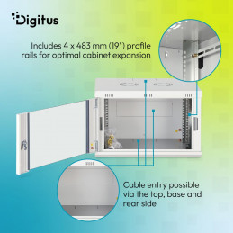 Digitus Dynamic DN-37100 19" 7U Falra szerelhető Rackszekrény Grey