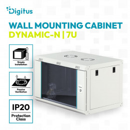 Digitus Dynamic DN-37100 19" 7U Falra szerelhető Rackszekrény Grey