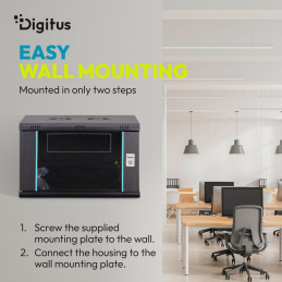 Digitus Dynamic DN-37101 19" 7U Falra szerelhető Rackszekrény Black
