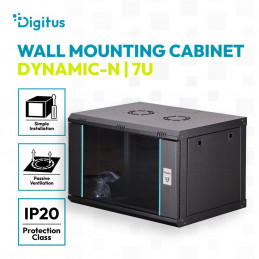 Digitus Dynamic DN-37101 19" 7U Falra szerelhető Rackszekrény Black