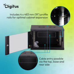 Digitus Dynamic DN-37101 19" 7U Falra szerelhető Rackszekrény Black
