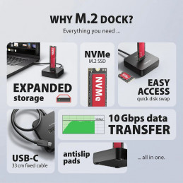 AXAGON ADSA-M2C11L USB-C 10Gbps docking station for M.2 NVMe SSD