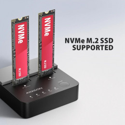 AXAGON ADSA-M2C22L USB-C 20Gbps docking station for 2× M.2 NVMe SSD with disk cloning function without PC